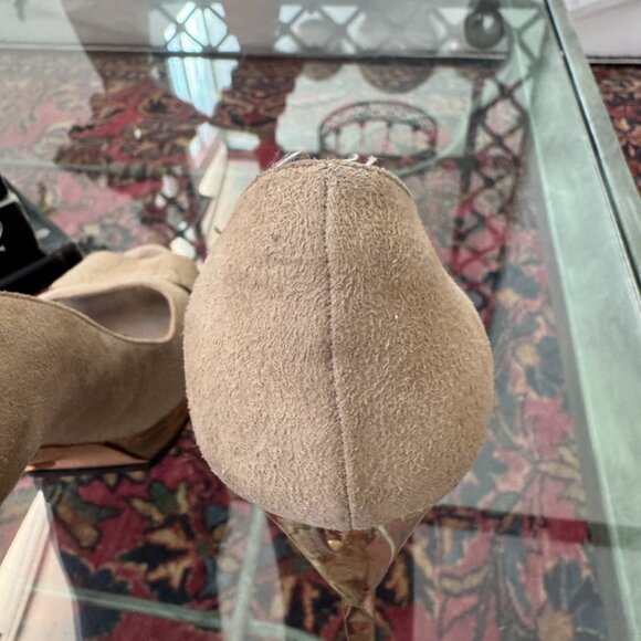 Herve Leger KELLIA Nude Lamb Suede Gold Prism Heel - Picture 6 of 12